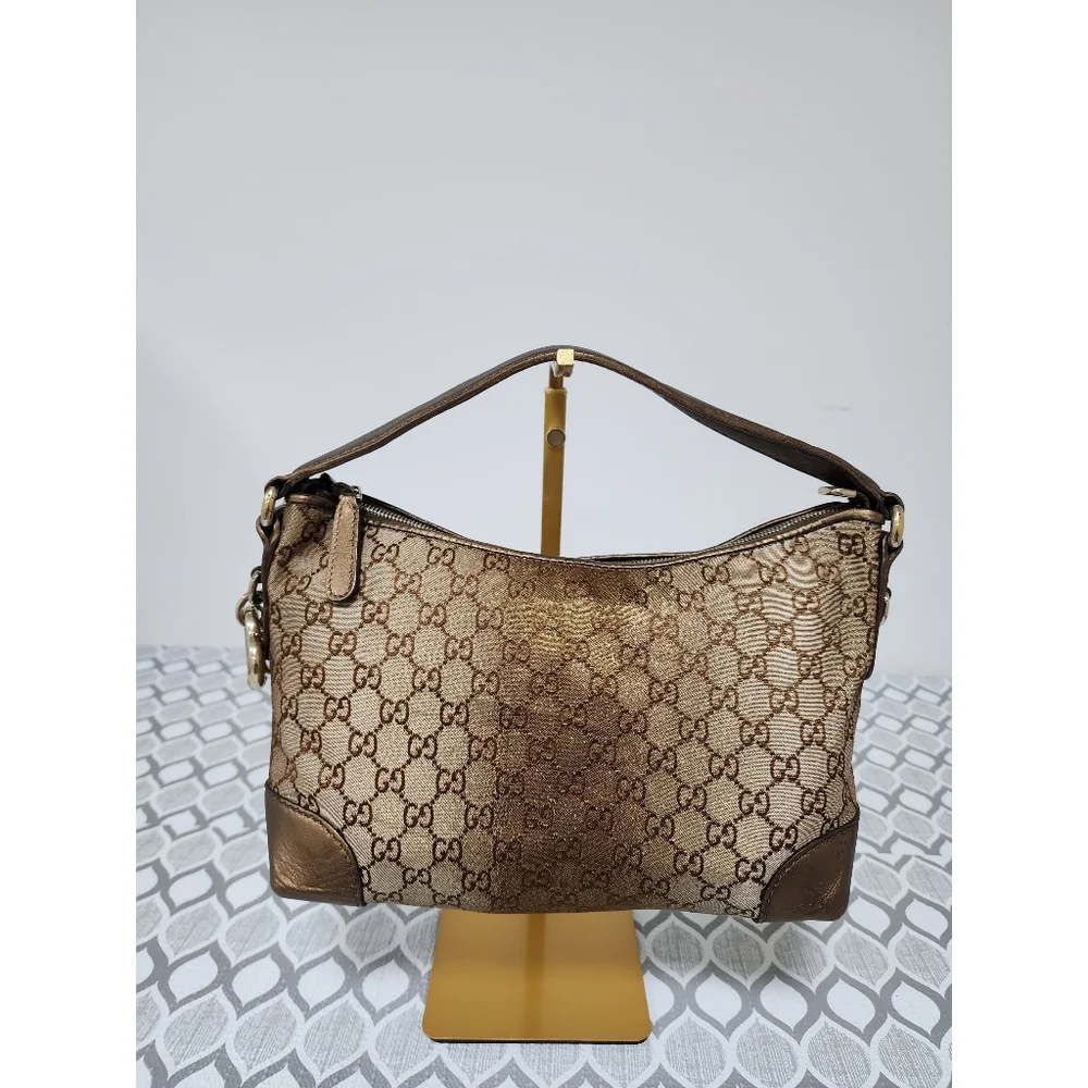 Gucci GG Canvas Heart Bit Hobo Bag Brown
